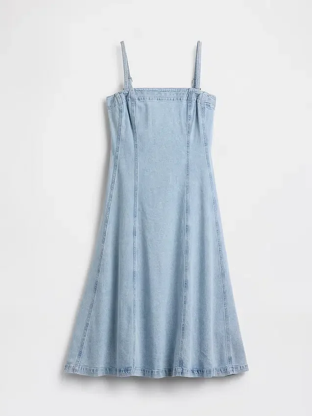 Denim-Midi-Kleid