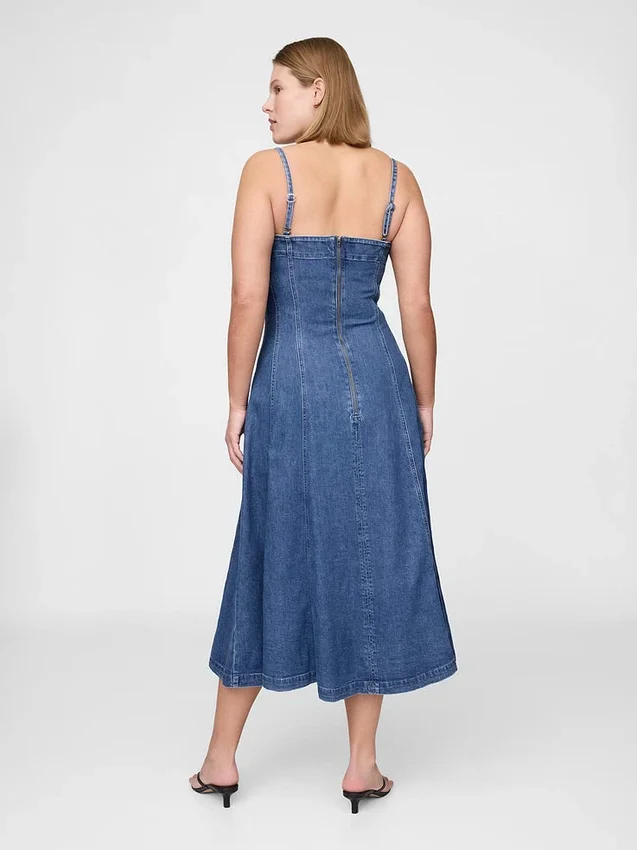 Denim-Midi-Kleid