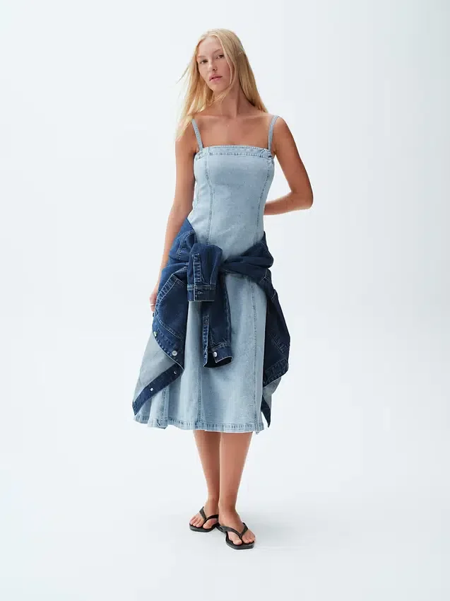 Denim-Midi-Kleid