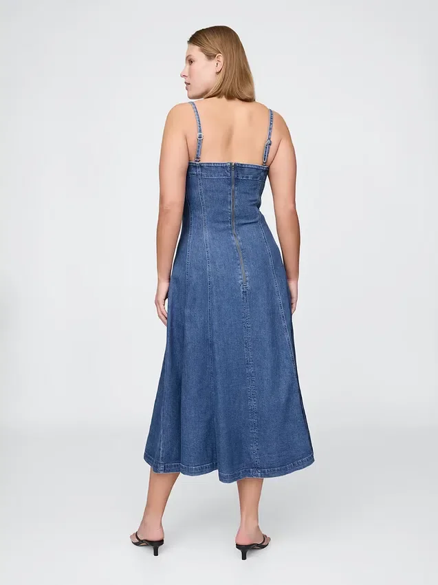 Denim-Midi-Kleid
