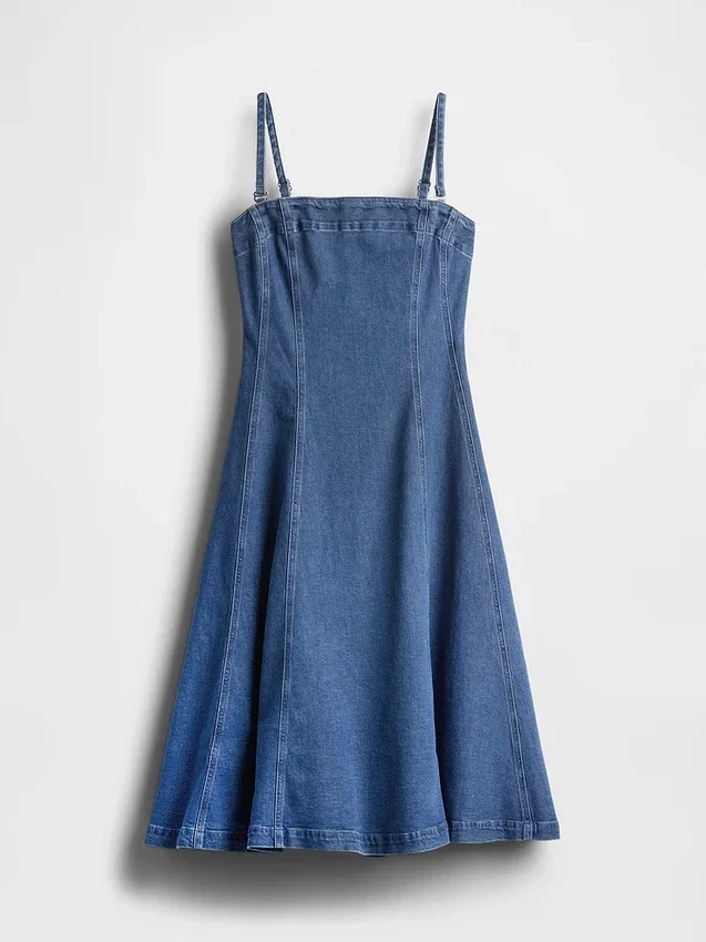 Denim-Midi-Kleid