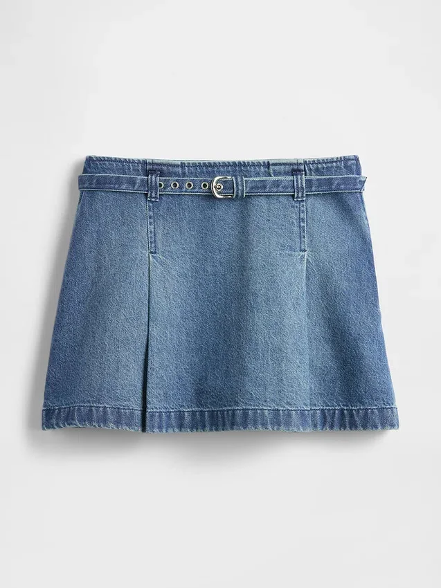 Denim-Minirock mit Gürtel