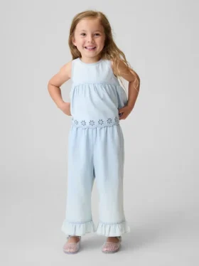 Denim-Outfit-Set mit Lochstickerei für Baby & Kleinkind