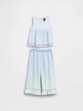 Denim-Outfit-Set mit Lochstickerei für Baby & Kleinkind