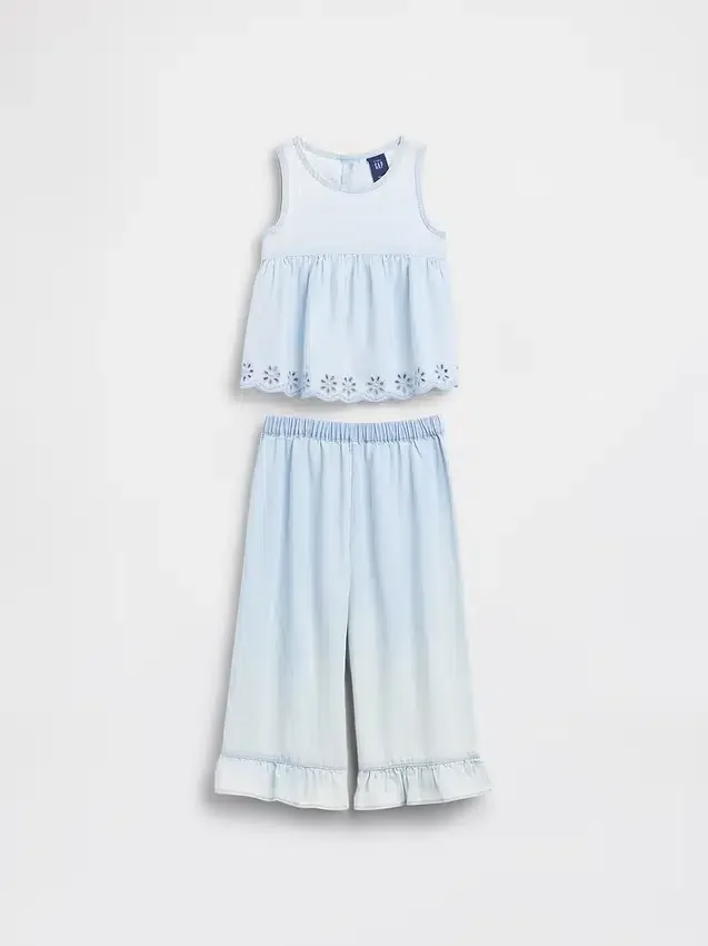 Denim-Outfit-Set mit Lochstickerei für Baby & Kleinkind