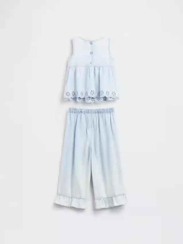 Denim-Outfit-Set mit Lochstickerei für Baby & Kleinkind