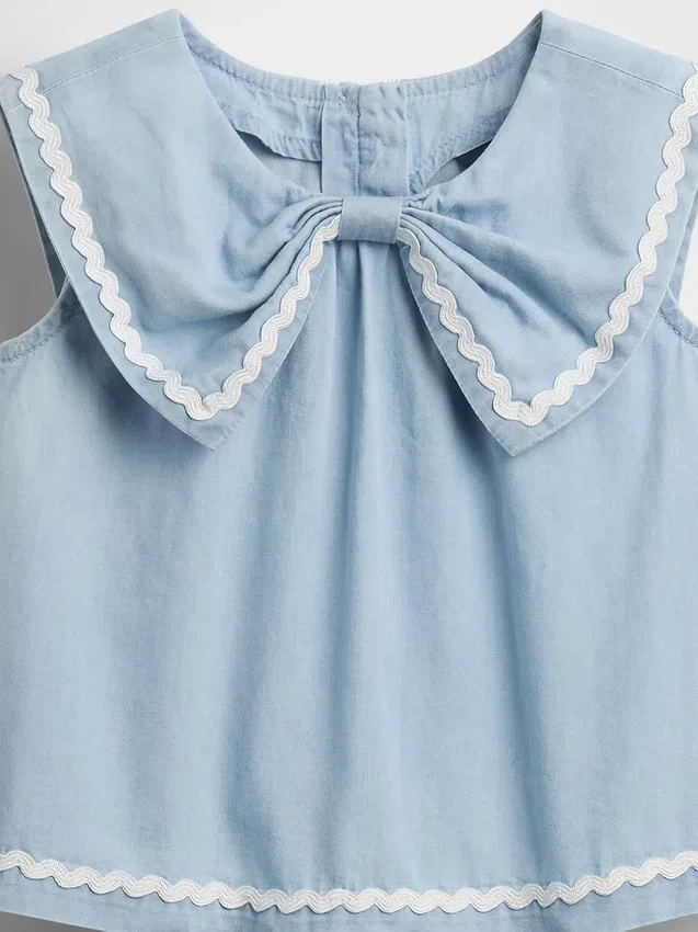 Denim-Outfit-Set mit Schleife für Baby & Kleinkind
