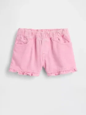 Denim-Stride-Shorts mit Rüschen zum Hineinschlüpfen für Baby & Kleinkind