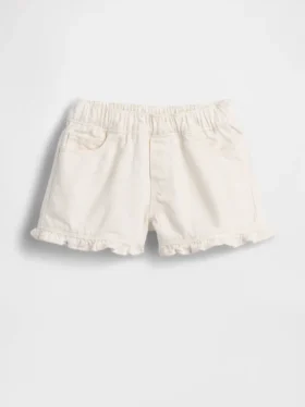Denim-Stride-Shorts mit Rüschen zum Hineinschlüpfen für Baby & Kleinkind