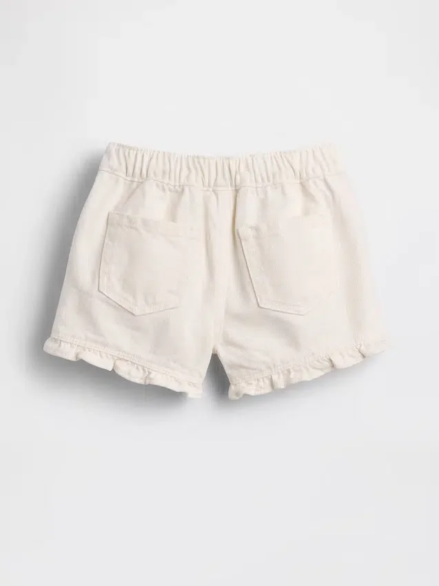 Denim-Stride-Shorts mit Rüschen zum Hineinschlüpfen für Baby & Kleinkind