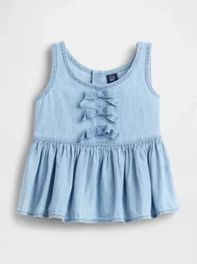Denim-Trägertop mit Schleife für Baby & Kleinkind
