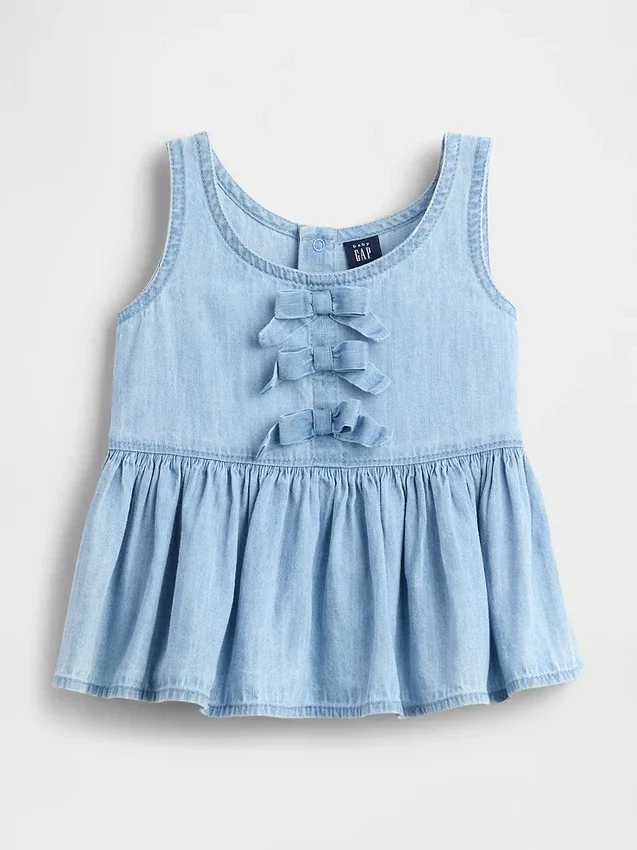 Denim-Trägertop mit Schleife für Baby & Kleinkind