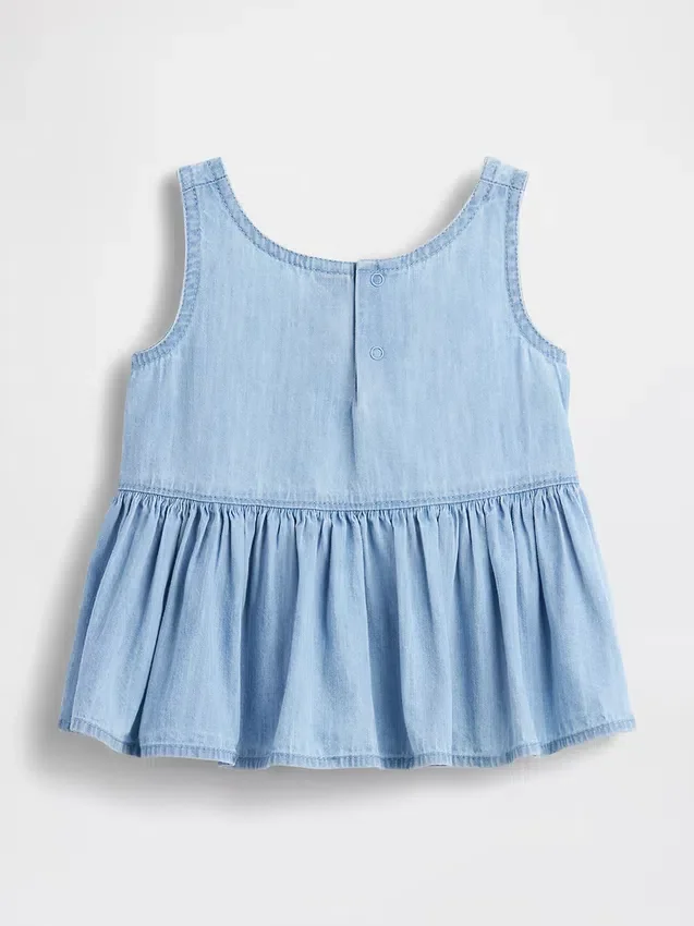 Denim-Trägertop mit Schleife für Baby & Kleinkind