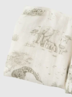 Die „Gilded Bird Safari Toile“-Babydecke aus Bambus