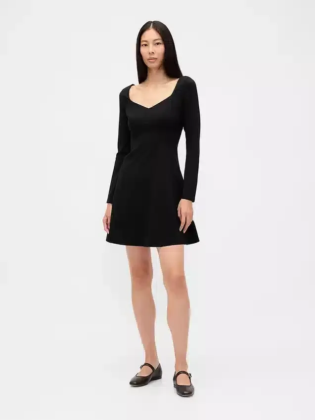 Doppelstrick-Mini-Kleid im Sweetheart-Stil mit Korsett-Optik
