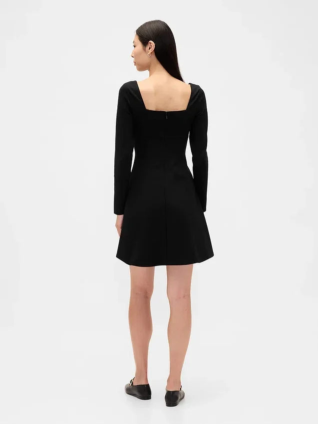 Doppelstrick-Mini-Kleid im Sweetheart-Stil mit Korsett-Optik