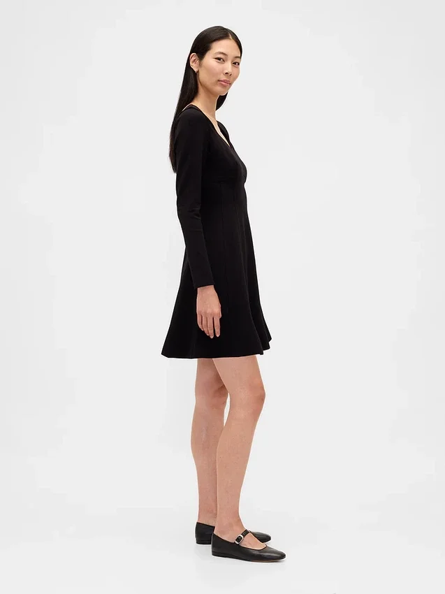 Doppelstrick-Mini-Kleid im Sweetheart-Stil mit Korsett-Optik