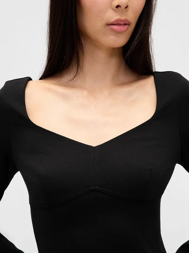 Doppelstrick-Mini-Kleid im Sweetheart-Stil mit Korsett-Optik