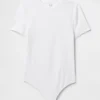 Eng anliegender Jersey-T-Shirt-Bodys mit String