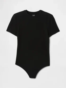 Eng anliegender Jersey-T-Shirt-Bodys mit String