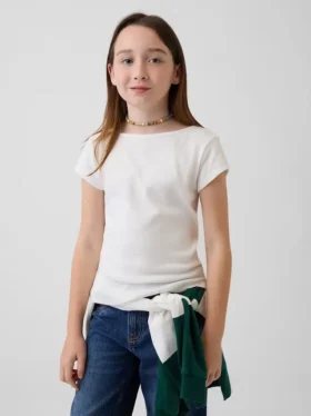 Eng anliegendes Kinder-T-Shirt mit Flügelärmeln