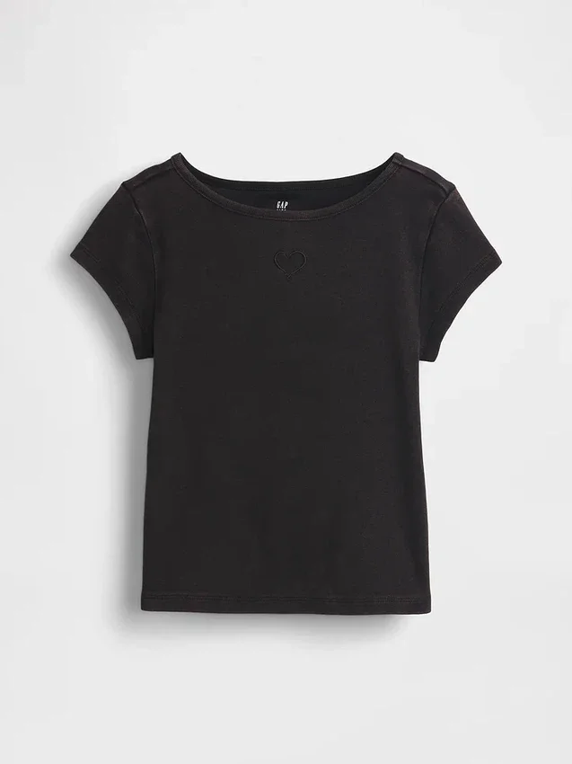 Eng anliegendes Kinder-T-Shirt mit Flügelärmeln