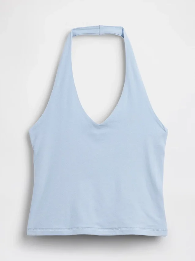 Eng anliegendes, kurzes Neckholder-Oberteil