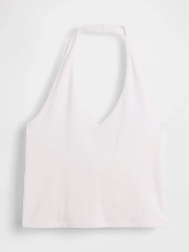 Eng anliegendes, kurzes Neckholder-Oberteil