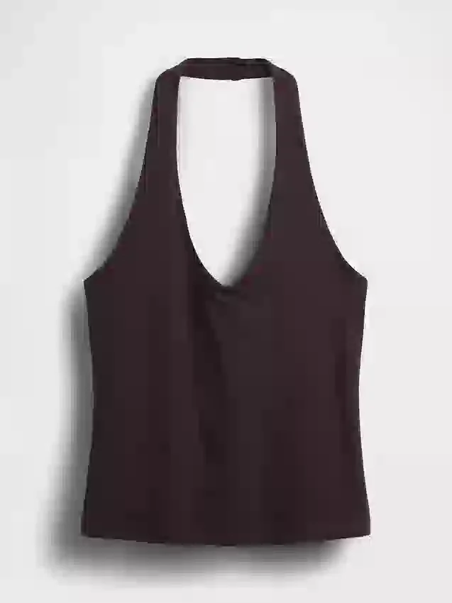 Eng anliegendes, kurzes Neckholder-Oberteil