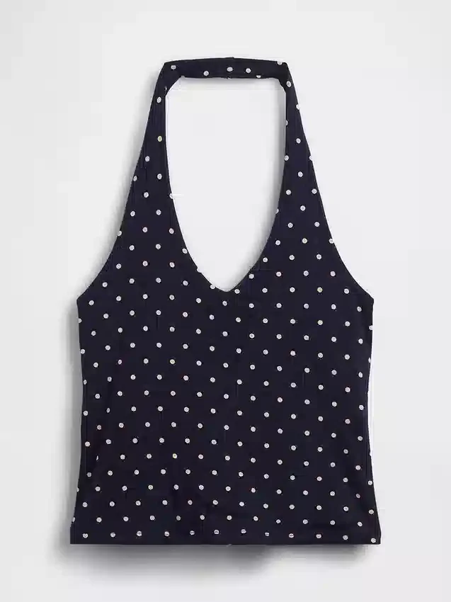 Eng anliegendes, kurzes Neckholder-Oberteil