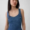 Eng anliegendes Peplum-Oberteil aus Denim