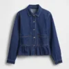Eng anliegendes Peplum-Oberteil aus Denim