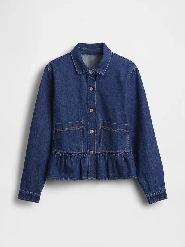 Eng anliegendes Peplum-Oberteil aus Denim