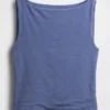 Eng gestricktes Jersey-Oberteil mit U-Boot-Ausschnitt