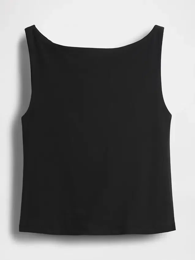 Eng gestricktes Jersey-Oberteil mit U-Boot-Ausschnitt
