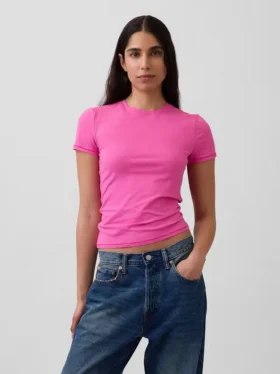 Engmaschiges Jersey-T-Shirt
