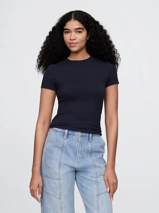 Engmaschiges Jersey-T-Shirt