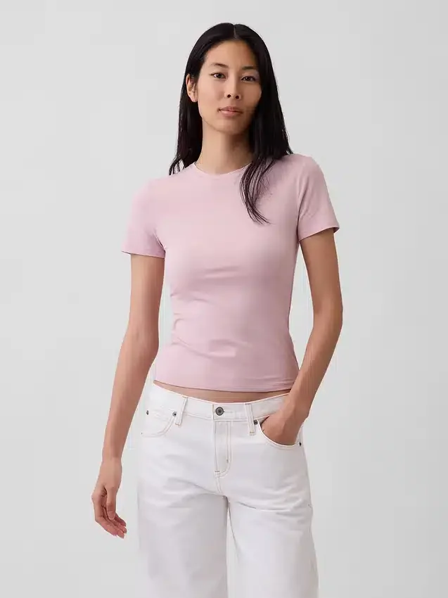 Engmaschiges Jersey-T-Shirt