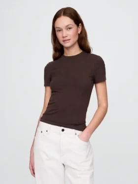 Engmaschiges Jersey-T-Shirt
