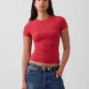 Engmaschiges Jersey-T-Shirt
