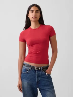 Engmaschiges Jersey-T-Shirt