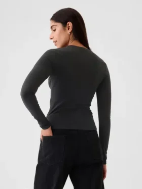 Engmaschiges Jersey-T-Shirt