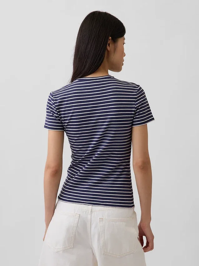 Engmaschiges Jersey-T-Shirt