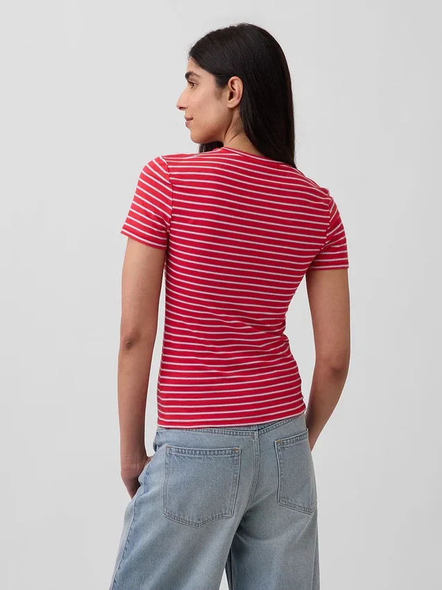 Engmaschiges Jersey-T-Shirt