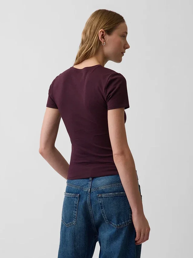 Engmaschiges Jersey-T-Shirt