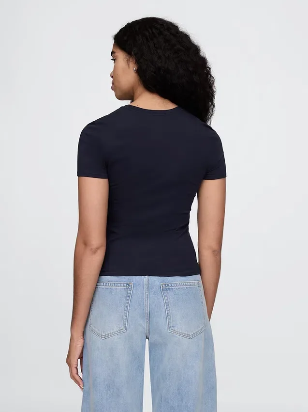 Engmaschiges Jersey-T-Shirt