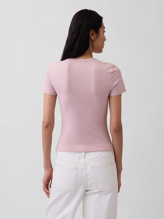 Engmaschiges Jersey-T-Shirt