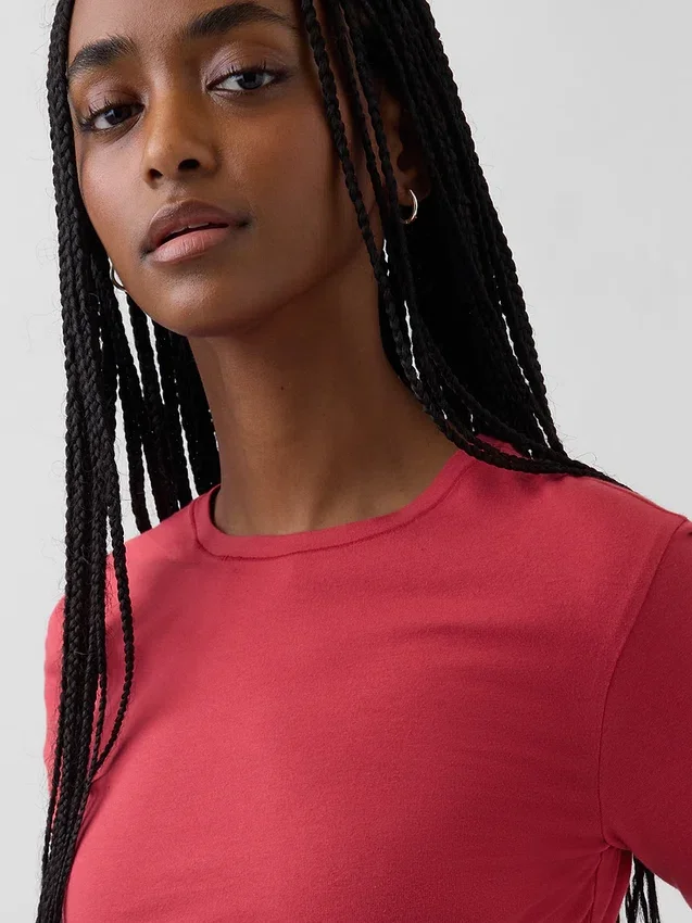 Engmaschiges Jersey-T-Shirt