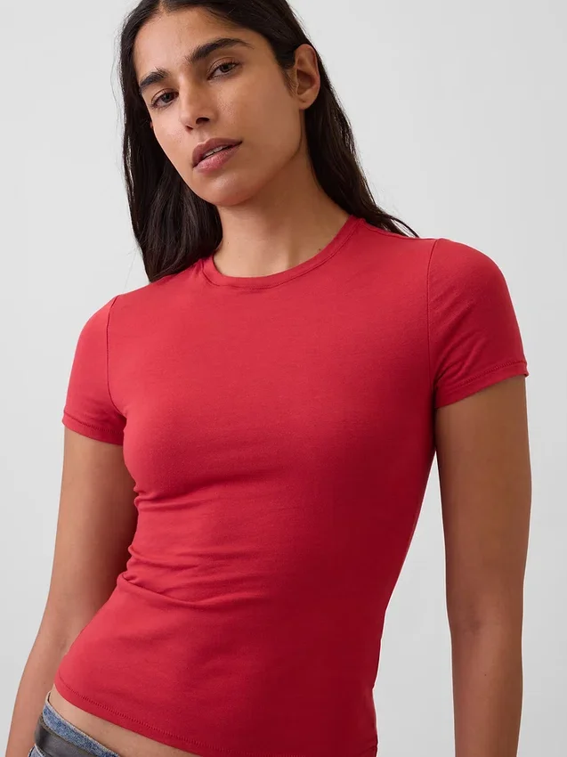 Engmaschiges Jersey-T-Shirt