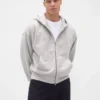 Extra schwerer French-Terry-Kapuzenpullover mit Reißverschluss für Erwachsene